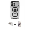MARSİLYAN™- iPhone 13 Pro Max Kılıf Ahenk Klasik - Siyah Bilvis 3D Mat Cam Ekran Koruyucu + Pers Alüminyum Kamera Lens - GD