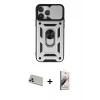 MARSİLYAN™- iPhone 13 Pro Max Kılıf Ahenk Klasik - Siyah Bilvis 3D Mat Cam Ekran Koruyucu + Rainbow Kamera Lens Koruma Cam - REGD