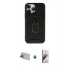 MARSİLYAN™- iPhone 13 Pro Max Kılıf Ahenk Klasik - Siyah Bilvis 3D Mat Cam Ekran Koruyucu + Rainbow Kamera Lens Koruma Cam - REGD