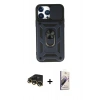 MARSİLYAN™- iPhone 13 Pro Max Kılıf Ahenk Klasik - Siyah Bilvis 3D Mat Cam Ekran Koruyucu + Raze Metal Kamera Lens - GD