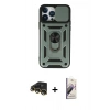 MARSİLYAN™- iPhone 13 Pro Max Kılıf Ahenk Klasik - Siyah Bilvis 3D Mat Cam Ekran Koruyucu + Raze Metal Kamera Lens - GD