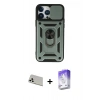 MARSİLYAN™- iPhone 13 Pro Max Kılıf Ahenk Klasik - Siyah Bilvis 5in1 3D Magic Cam Ekran Koruyucu + Rainbow Kamera Lens Koruma Cam - BZ
