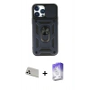 MARSİLYAN™- iPhone 13 Pro Max Kılıf Ahenk Klasik - Siyah Bilvis 5in1 3D Magic Cam Ekran Koruyucu + Rainbow Kamera Lens Koruma Cam - BZ