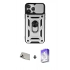 MARSİLYAN™- iPhone 13 Pro Max Kılıf Ahenk Klasik - Siyah Bilvis 5in1 3D Magic Cam Ekran Koruyucu + Rainbow Kamera Lens Koruma Cam - BZ