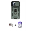 MARSİLYAN™- iPhone 13 Pro Max Kılıf Ahenk Klasik - Siyah Bilvis 5in1 3D Magic Cam Ekran Koruyucu + Rainbow Kamera Lens Koruma Cam - KI