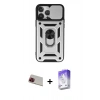 MARSİLYAN™- iPhone 13 Pro Max Kılıf Ahenk Klasik - Siyah Bilvis 5in1 3D Magic Cam Ekran Koruyucu + Rainbow Kamera Lens Koruma Cam - KI