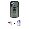 MARSİLYAN™- iPhone 13 Pro Max Kılıf Ahenk Klasik - Siyah Bilvis 5in1 3D Magic Cam Ekran Koruyucu + Pers Alüminyum Kamera Lens - KI
