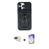 MARSİLYAN™- iPhone 13 Pro Max Kılıf Ahenk Klasik - Siyah Bilvis 5in1 3D Magic Cam Ekran Koruyucu + Pers Alüminyum Kamera Lens - KI