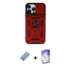 MARSİLYAN™- iPhone 13 Pro Max Kılıf Ahenk Klasik - Siyah Bilvis 5in1 3D Magic Cam Ekran Koruyucu + Koyu Yeşil Metal Kamera Lens Koruma Cam