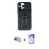 MARSİLYAN™- iPhone 13 Pro Max Kılıf Ahenk Klasik - Siyah Bilvis 5in1 3D Magic Cam Ekran Koruyucu + Mavi Rainbow Kamera Lens Koruma Cam