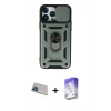 MARSİLYAN™- iPhone 13 Pro Max Kılıf Ahenk Klasik - Siyah Bilvis 5in1 3D Magic Cam Ekran Koruyucu + Mavi Rainbow Kamera Lens Koruma Cam