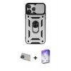 MARSİLYAN™- iPhone 13 Pro Max Kılıf Ahenk Klasik - Siyah Bilvis 5in1 3D Magic Cam Ekran Koruyucu + Mavi Rainbow Kamera Lens Koruma Cam