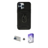MARSİLYAN™- iPhone 13 Pro Max Kılıf Ahenk Klasik - Siyah Bilvis 5in1 3D Magic Cam Ekran Koruyucu + Mavi Rainbow Kamera Lens Koruma Cam