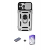 MARSİLYAN™- iPhone 13 Pro Max Kılıf Ahenk Klasik - Siyah Bilvis 5in1 3D Magic Cam Ekran Koruyucu + Renkli Kamera Lens Koruma Cam - MI
