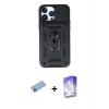 MARSİLYAN™- iPhone 13 Pro Max Kılıf Ahenk Klasik - Siyah Bilvis 5in1 3D Magic Cam Ekran Koruyucu + Shine Kamera Lens Koruma Cam - MI