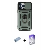 MARSİLYAN™- iPhone 13 Pro Max Kılıf Ahenk Klasik - Siyah Bilvis 5in1 3D Magic Cam Ekran Koruyucu + Shine Kamera Lens Koruma Cam - MI