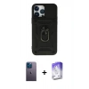 MARSİLYAN™- iPhone 13 Pro Max Kılıf Ahenk Klasik - Siyah Bilvis 5in1 3D Magic Cam Ekran Koruyucu + Neon Fosforlu Kamera Lens - MI