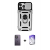 MARSİLYAN™- iPhone 13 Pro Max Kılıf Ahenk Klasik - Siyah Bilvis 5in1 3D Magic Cam Ekran Koruyucu + Neon Fosforlu Kamera Lens - BZ