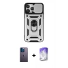MARSİLYAN™- iPhone 13 Pro Max Kılıf Ahenk Klasik - Siyah Bilvis 5in1 3D Magic Cam Ekran Koruyucu + Neon Fosforlu Kamera Lens - MI
