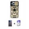 MARSİLYAN™- iPhone 13 Pro Max Kılıf Ahenk Klasik - Siyah Bilvis 5in1 3D Magic Cam Ekran Koruyucu + Neon Fosforlu Kamera Lens - MI
