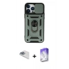 MARSİLYAN™- iPhone 13 Pro Max Kılıf Ahenk Klasik - Siyah Bilvis 5in1 3D Magic Cam Ekran Koruyucu + Pers Alüminyum Kamera Lens - SABE
