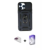 MARSİLYAN™- iPhone 13 Pro Max Kılıf Ahenk Klasik - Siyah Bilvis 5in1 3D Magic Cam Ekran Koruyucu + Pers Alüminyum Kamera Lens - GI