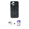 MARSİLYAN™- iPhone 13 Pro Max Kılıf Ahenk Klasik - Siyah Bilvis 5in1 3D Magic Cam Ekran Koruyucu + Pers Alüminyum Kamera Lens - SABE