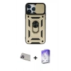 MARSİLYAN™- iPhone 13 Pro Max Kılıf Ahenk Klasik - Siyah Bilvis 5in1 3D Magic Cam Ekran Koruyucu + Rainbow Kamera Lens Koruma Cam - MR