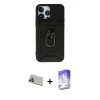 MARSİLYAN™- iPhone 13 Pro Max Kılıf Ahenk Klasik - Siyah Bilvis 5in1 3D Magic Cam Ekran Koruyucu + Rainbow Kamera Lens Koruma Cam - MR