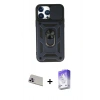 MARSİLYAN™- iPhone 13 Pro Max Kılıf Ahenk Klasik - Siyah Bilvis 5in1 3D Magic Cam Ekran Koruyucu + Rainbow Kamera Lens Koruma Cam - MR