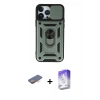 MARSİLYAN™- iPhone 13 Pro Max Kılıf Ahenk Klasik - Siyah Bilvis 5in1 3D Magic Cam Ekran Koruyucu + Renkli Kamera Lens Koruma Cam - TU