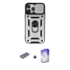 MARSİLYAN™- iPhone 13 Pro Max Kılıf Ahenk Klasik - Siyah Bilvis 5in1 3D Magic Cam Ekran Koruyucu + Renkli Kamera Lens Koruma Cam - SI