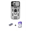 MARSİLYAN™- iPhone 13 Pro Max Kılıf Ahenk Klasik - Siyah Bilvis 5in1 3D Magic Cam Ekran Koruyucu + Renkli Kamera Lens Koruma Cam - TU