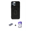 MARSİLYAN™- iPhone 13 Pro Max Kılıf Ahenk Klasik - Siyah Bilvis 5in1 3D Magic Cam Ekran Koruyucu + Renkli Kamera Lens Koruma Cam - SI