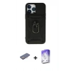 MARSİLYAN™- iPhone 13 Pro Max Kılıf Ahenk Klasik - Siyah Bilvis 5in1 3D Magic Cam Ekran Koruyucu + Renkli Kamera Lens Koruma Cam - PE