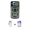 MARSİLYAN™- iPhone 13 Pro Max Kılıf Ahenk Klasik - Siyah Bilvis 5in1 3D Magic Cam Ekran Koruyucu + Shine Kamera Lens - GD