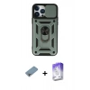 MARSİLYAN™- iPhone 13 Pro Max Kılıf Ahenk Klasik - Siyah Bilvis 5in1 3D Magic Cam Ekran Koruyucu + Shine Kamera Lens Koruma Cam - GI