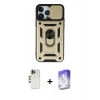MARSİLYAN™- iPhone 13 Pro Max Kılıf Ahenk Klasik - Siyah Bilvis 5in1 3D Magic Cam Ekran Koruyucu + Shine Kamera Lens - GD