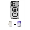 MARSİLYAN™- iPhone 13 Pro Max Kılıf Ahenk Klasik - Siyah Bilvis 5in1 3D Magic Cam Ekran Koruyucu + Shine Kamera Lens - GD