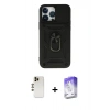 MARSİLYAN™- iPhone 13 Pro Max Kılıf Ahenk Klasik - Siyah Bilvis 5in1 3D Magic Cam Ekran Koruyucu + Shine Kamera Lens - GD