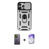 MARSİLYAN™- iPhone 13 Pro Max Kılıf Ahenk Klasik - Siyah Bilvis 5in1 3D Magic Cam Ekran Koruyucu + Yeşil Neon Fosforlu Kamera Lens