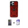 MARSİLYAN™- iPhone 13 Pro Max Kılıf Ahenk Klasik - Siyah Bilvis 5in1 3D Magic Cam Ekran Koruyucu + Yeşil Neon Fosforlu Kamera Lens