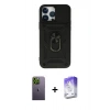 MARSİLYAN™- iPhone 13 Pro Max Kılıf Ahenk Klasik - Siyah Bilvis 5in1 3D Magic Cam Ekran Koruyucu + Yeşil Neon Fosforlu Kamera Lens