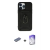 MARSİLYAN™- iPhone 13 Pro Max Kılıf Ahenk Klasik - Siyah Bilvis 5in1 3D Magic Cam Ekran Koruyucu + Yeşil Renkli Kamera Lens Koruma Cam