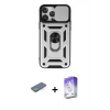 MARSİLYAN™- iPhone 13 Pro Max Kılıf Ahenk Klasik - Siyah Bilvis 5in1 3D Magic Cam Ekran Koruyucu + Yeşil Renkli Kamera Lens Koruma Cam