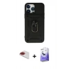 MARSİLYAN™- iPhone 13 Pro Max Kılıf Ahenk Klasik - Siyah Bilvis 5in1 5D Magic Hayalet Cam Ekran Koruyucu + Pers Alüminyum Kamera Lens - KI