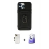 MARSİLYAN™- iPhone 13 Pro Max Kılıf Ahenk Klasik - Siyah Bilvis 5in1 5D Magic Hayalet Cam Ekran Koruyucu + Shine Kamera Lens - GD