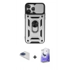 MARSİLYAN™- iPhone 13 Pro Max Kılıf Ahenk Klasik - Siyah Bilvis 5in1 5D Magic Hayalet Cam Ekran Koruyucu + Pers Alüminyum Kamera Lens - LT