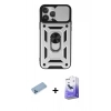 MARSİLYAN™- iPhone 13 Pro Max Kılıf Ahenk Klasik - Siyah Bilvis 5in1 5D Magic Hayalet Cam Ekran Koruyucu + Shine Kamera Lens Koruma Cam - MI