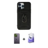 MARSİLYAN™- iPhone 13 Pro Max Kılıf Ahenk Klasik - Siyah Bilvis 5in1 5D Magic Hayalet Cam Ekran Koruyucu + Neon Fosforlu Kamera Lens - YL